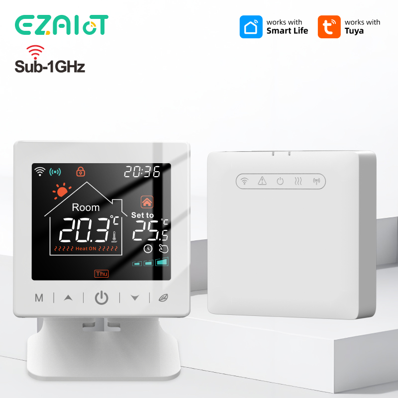 Universal Remote Smart Home - スマートホームWiFiサーモスタットTuya RFワイヤレスガスボイラー暖房プログラム可能な室温リモコン（Alexa、Google対応）