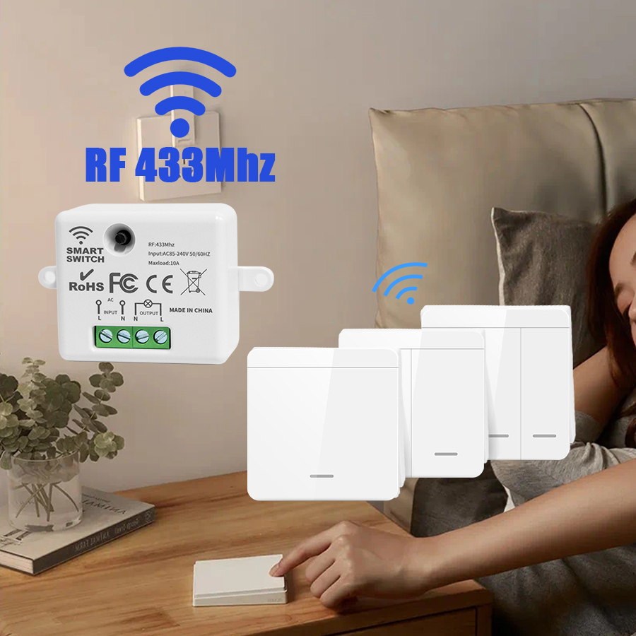 Smart Ir Remote Controller - RF 433Mhzリモコン式ワイヤレスライトウォールスイッチ、スマート照明スイッチ（ランプ、LED用）、10A、110V/220V対応