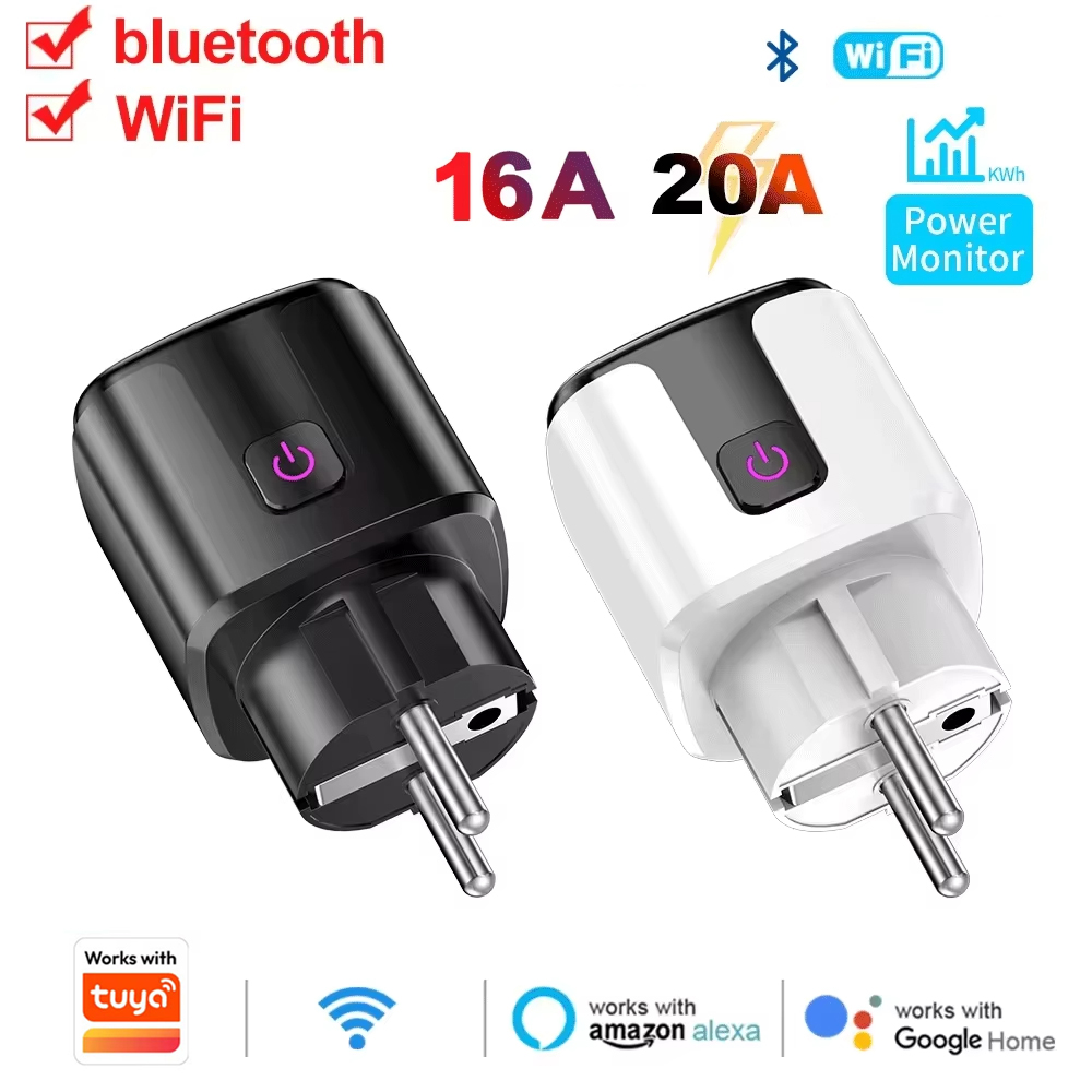Smart Ir Remote Controller - WiFi EUスマートソケットプラグ、Tuyaアプリ対応、コンセント20Aアダプター、電力モニター、ワイヤレスリモコンアプリ、Google Home、Alexa対応