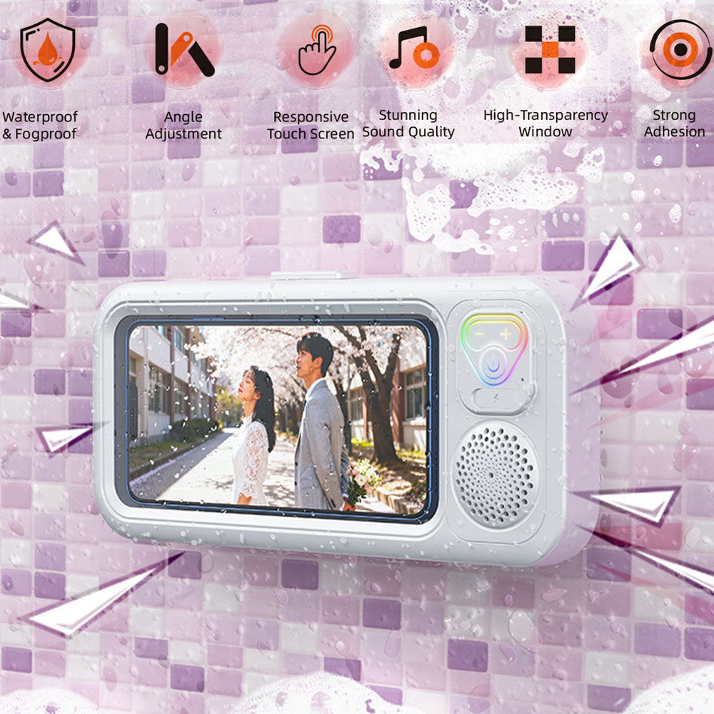 Smart Home Ynf - ポータブル吸盤 Bluetooth スピーカー浴室スマート超高感度タッチスクリーンサウンドバーワイヤレス MP3 音楽プレーヤー防水