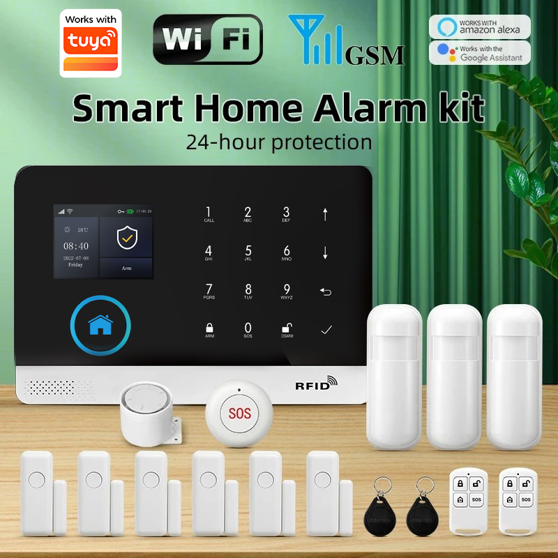 Smart Home Ecosystems - PGST WIFI GSM スマートホームセキュリティ警報システムはスマートライフアプリと連携し、盗難警報、住宅、オフィス、Alexaリモートコントロールに対応します。