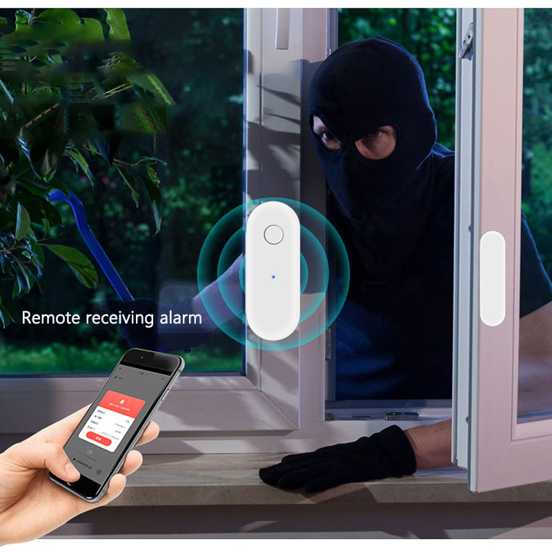 Door Window Sensor - リモート受信アラーム Wi-Fi インテリジェントドア磁気検知器 グラフィティドアおよび窓侵入センサー Google Home