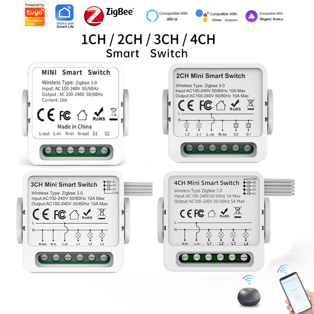 Smart Home Switch - Tuya Zigbee 3.0 スマートスイッチ 1/2/3/4ウェイ ミニスマートライトブレーカー