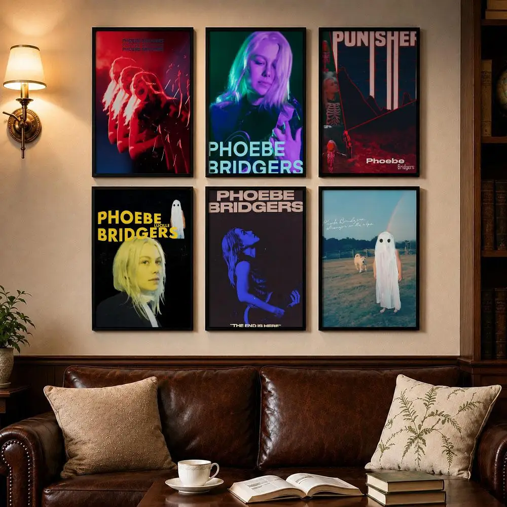 Smart Home Poster - スマートシンガー P-Phoebe BridgersS ポスター自己粘着アートポスター Decoracion 絵画壁アート白クラフト紙家の装飾