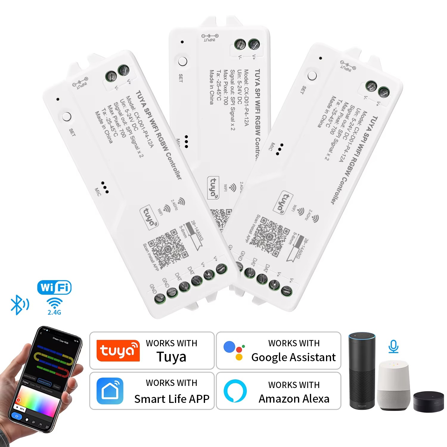 Alexa Compatible Bulb - Tuya Wifi LED SPI RGBIC RGBWICコントローラー