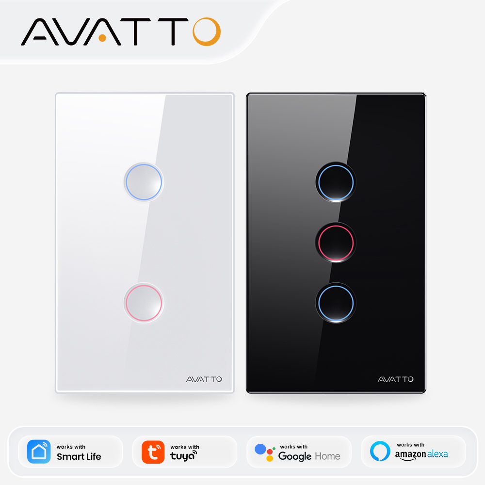 Smart Home Switch - AVATTO 1/2/3/4 ギャング ZigBee スマートライトスイッチ ワイヤレス壁タッチ溝付きボタンスイッチ