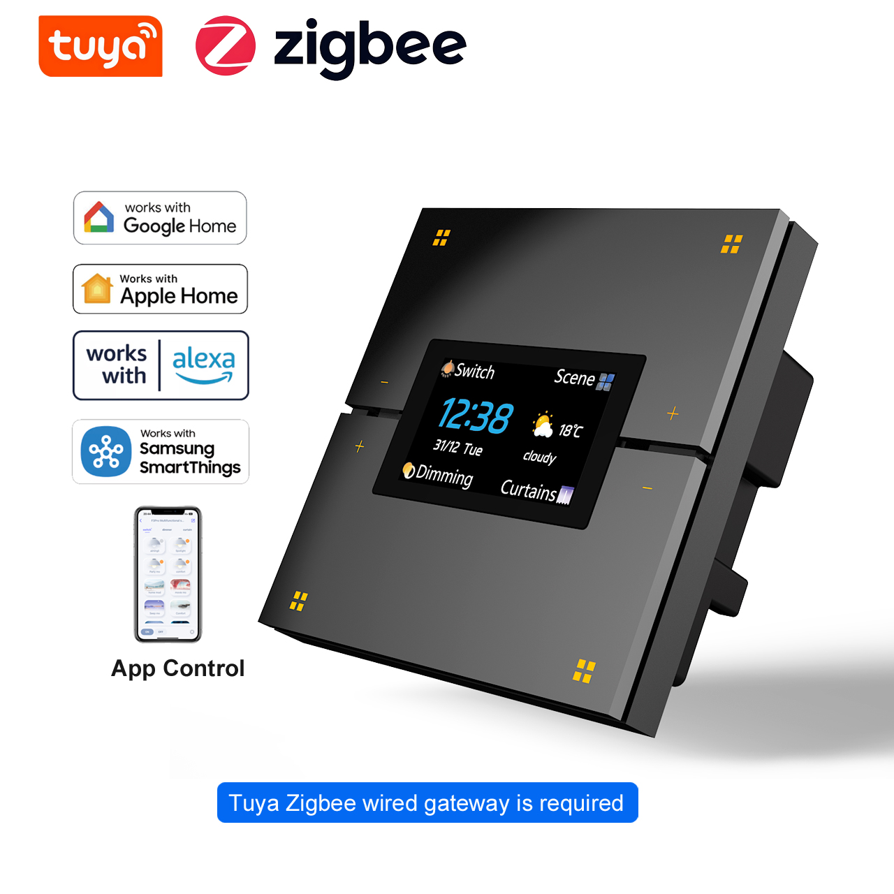 Smart Home Voice Control - M9 Pro 8ボタン UK Tuyaスマートウォールライトスイッチ アルミタッチディスプレイ