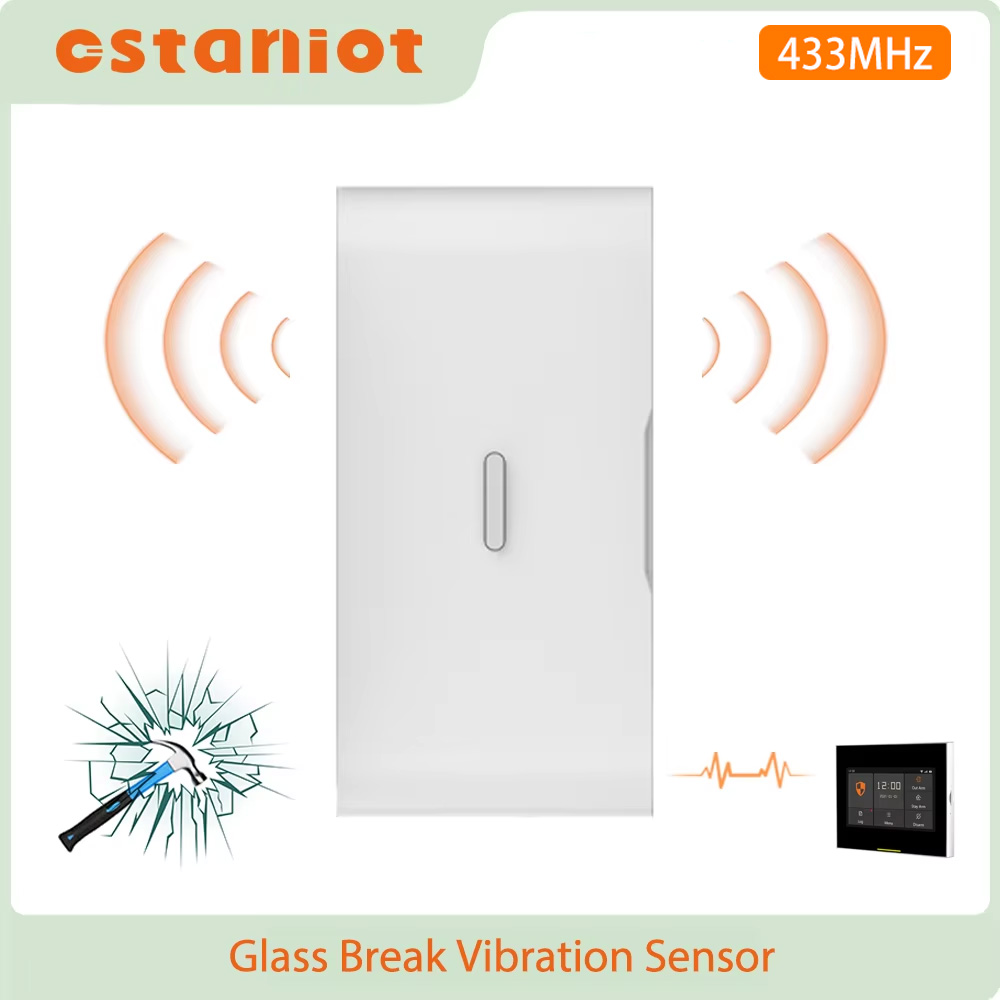 Door Window Sensor - Staniot 433MHz EV1527 ワイヤレス振動ガラス破損センサー 室内高感度 ドア/窓用