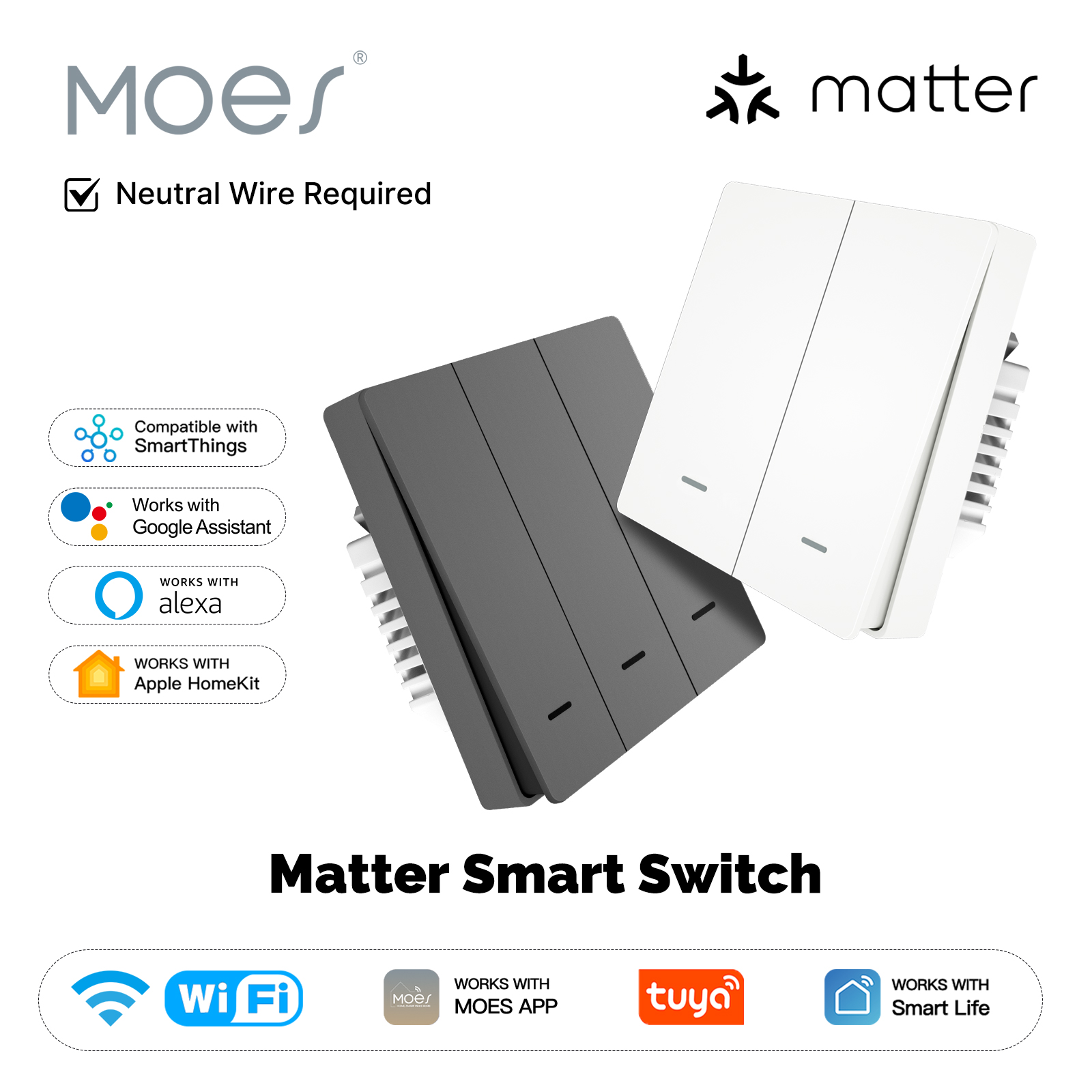 Smart Home Switch - MOES Matter Tuya WiFi スマート ライト