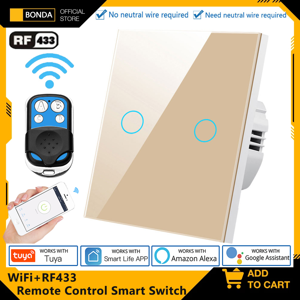 Smart Ir Remote Controller - Tuya EU WiFi + RF433 スマートリモコンスイッチ中性線不要