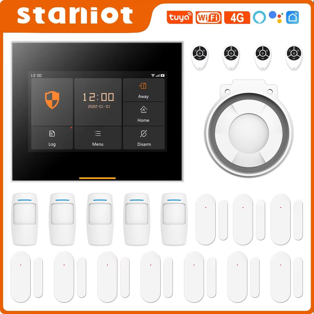 Smart Home Ecosystems - Staniot 433MHz ワイヤレス Wifi 4G スマートホームセキュリティアラームシステムキット、ガレージおよび住宅用、Tuya