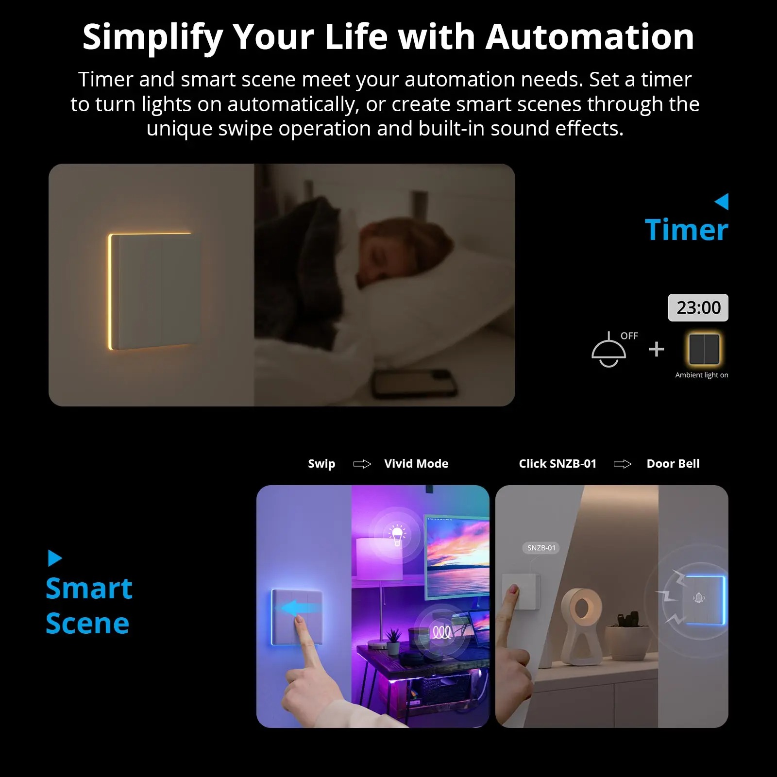 Alexa Compatible Bulb - SONOFF Ultimate T5スマートウォールスイッチTXフルタッチアクセスLEDライトエッジマルチセンサリーEWeLinkリモートコントロール（Alexa、Google対応）