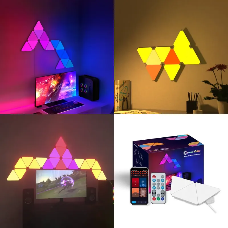 Smart Home Panel - Banqcn 三角形LEDゲーミングセットアップRGBウォールライト寝室用スマートホームライトパネル AlexaとGoogleアシスタント対応