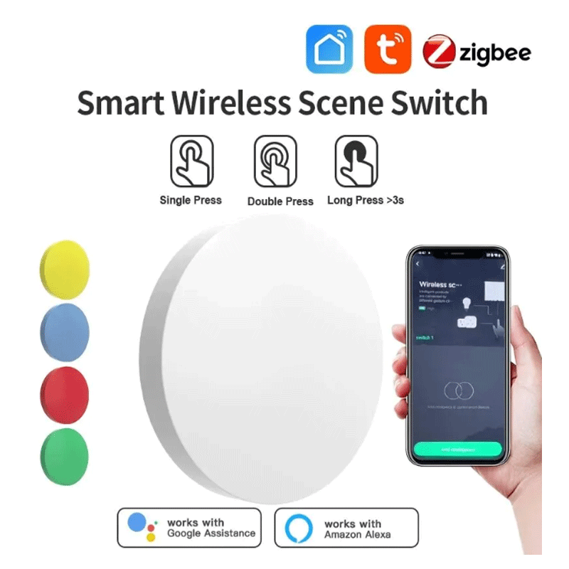 Tuya ZigBee スマートワイヤレスボタンシーンスイッ - Smart Home Voice Control のレビューと価格