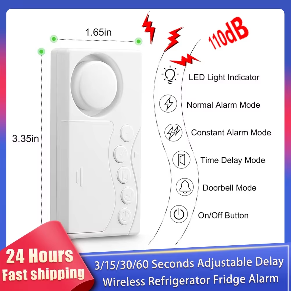冷蔵庫のドア用の調整可能な遅延アラーム,3, 15,30,6 - Door Window Sensor のレビューと価格