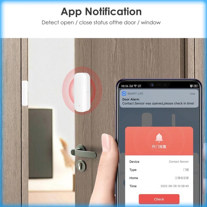 Tuya Wi-Fi スマートドアおよび窓センサー 磁気スイ - Door Window Sensor のレビューと価格