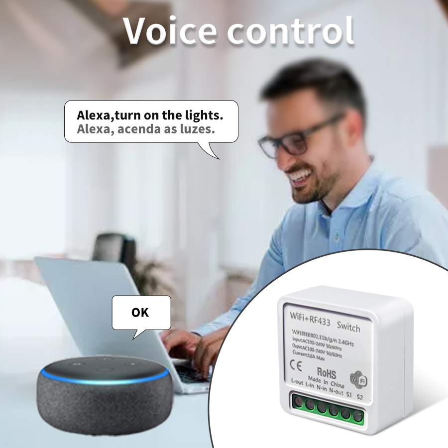 16A/20A Tuya WiFi スマートスイッチ RF  - Alexa Compatible Bulb のレビューと価格