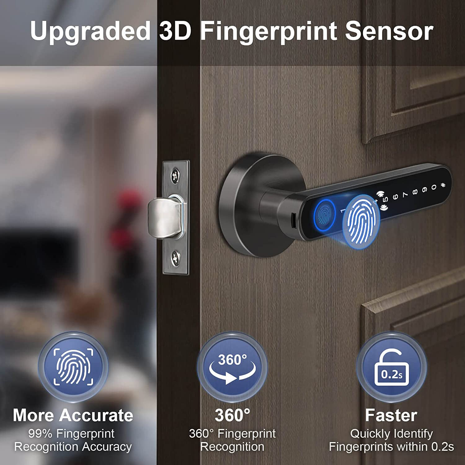 スマート指紋ドアロックハンドル,キーカード付き家のアパート, - Smart Home Technology のレビューと価格