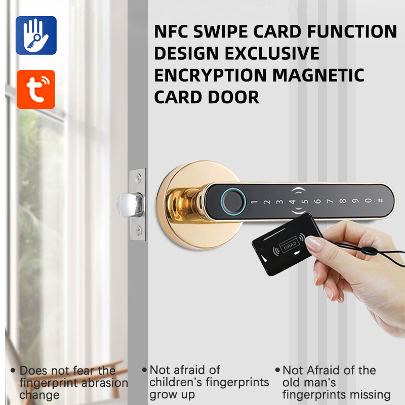 スマート指紋ドアロックハンドル,キーカード付き家のアパート, - Smart Home Technology のレビューと価格