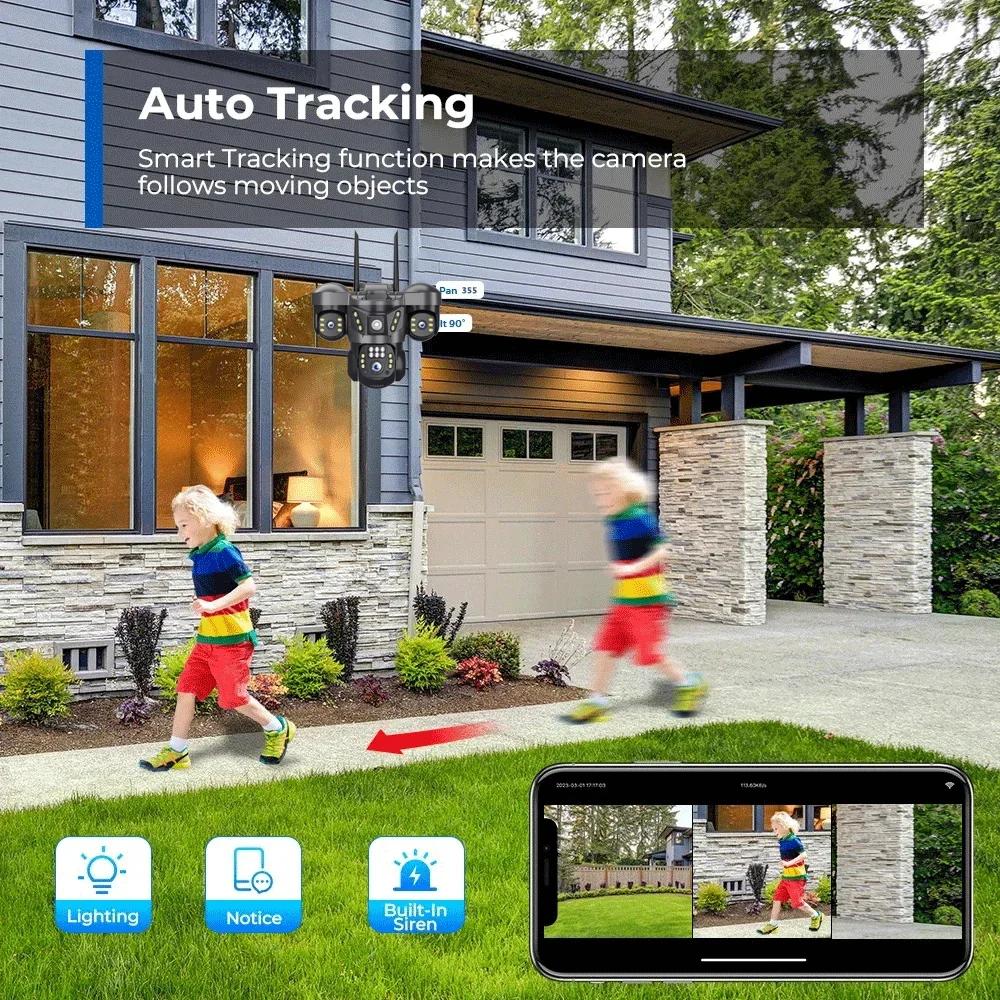 15MP 8K WIFI IPカメラ 3画面3レンズ PTZ - Smart Home Kamera Outdoor のレビューと価格