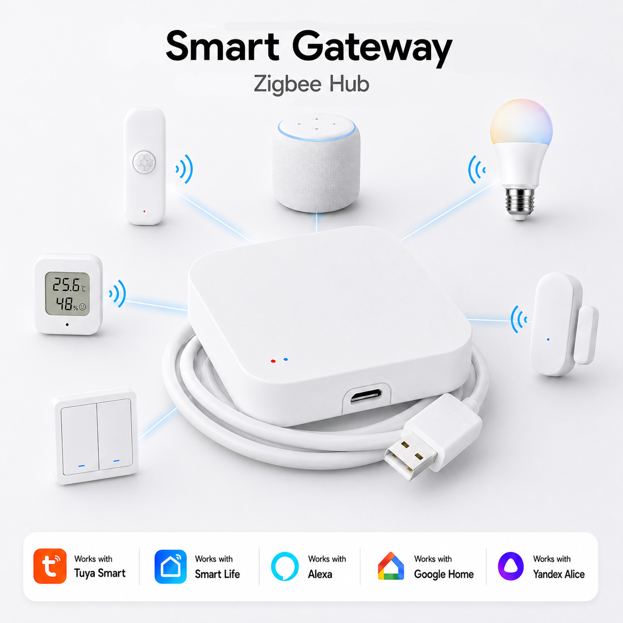 Tuya Zigbee 3.0ゲートウェイ WiFiメッシュ - Smart Home Bridge のレビューと価格