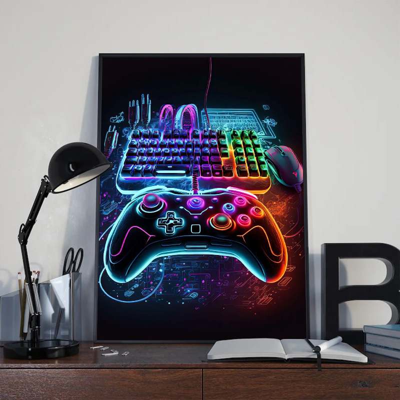 ネオンポップクールゲームの壁アート,キャンバスの絵,カラフル - Smart Home Poster のレビューと価格