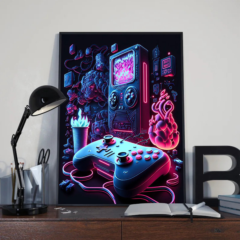 ネオンポップクールゲームの壁アート,キャンバスの絵,カラフル - Smart Home Poster のレビューと価格