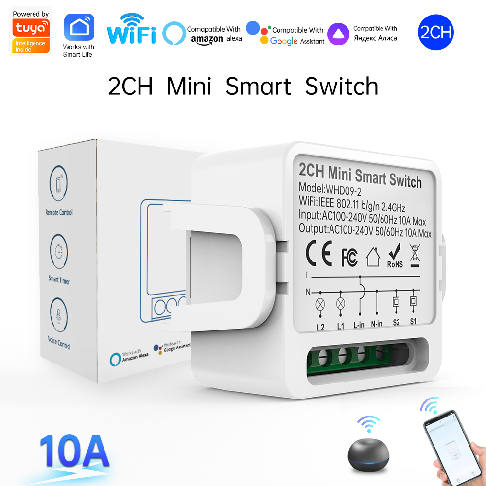 2ウェイTuyaスマートスイッチ2連スマートライトブレーカー - Smart Home Voice Control のレビューと価格