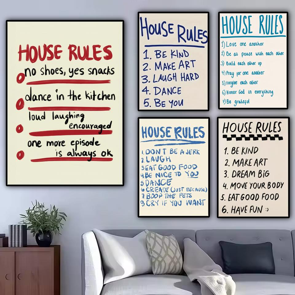 家のルールポスター モダンでエレガントなウォールステッカー  - Smart Home Poster のレビューと価格