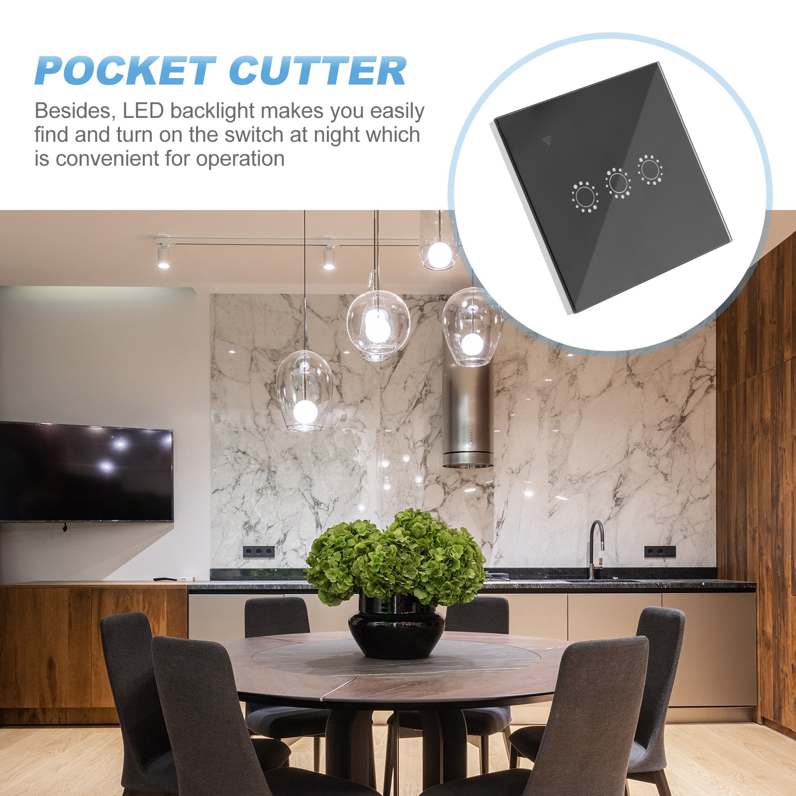 ワイヤレスWiFiタッチスイッチパネル 3連 ブラック 強化 - Smart Home Panel のレビューと価格